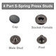 15mm 4-Part S Spring Press Studs with Colour Caps and Gunmetal Components - (10 Sets)